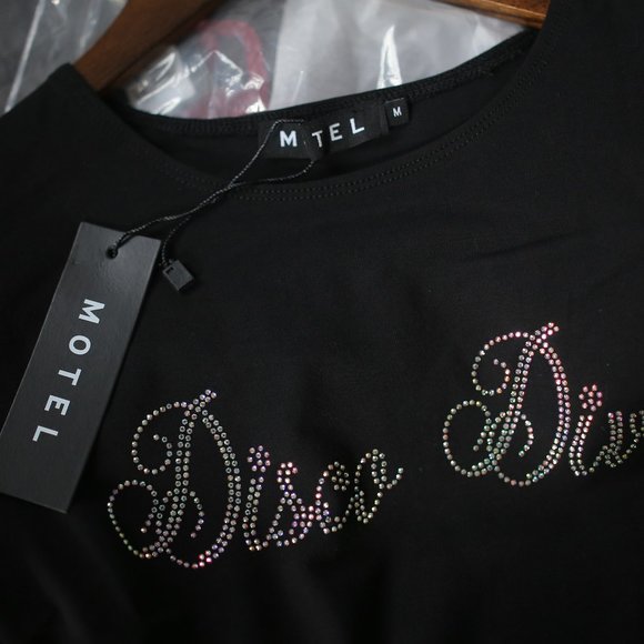 NWT Cropped Rhinestone Top from Dolls Kill. - Picture 4 of 6